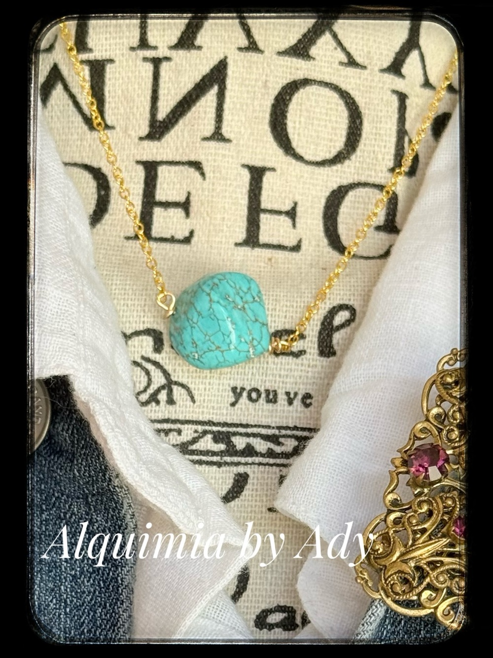 Turquoise Stone Gold-Plated on silver Necklace